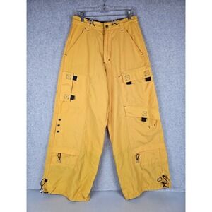 MacGear Cargo Pants 30x31 Yellow Wide Leg Baggy Skate Rave Y2K Pockets Galore